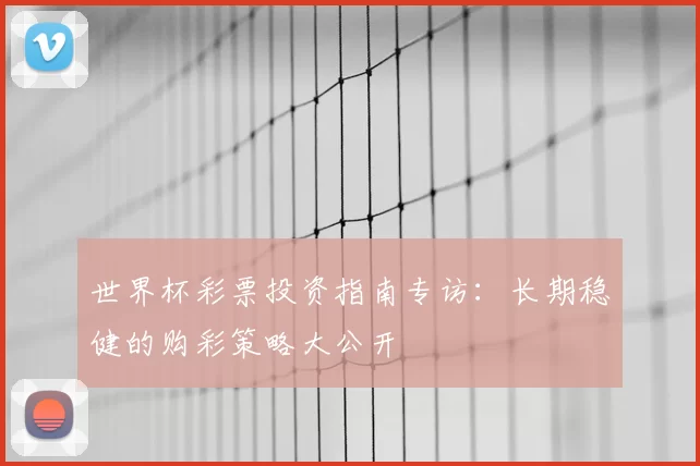 世界杯彩票投资指南专访：长期稳健的购彩策略大公开