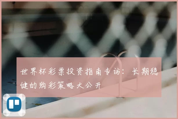 世界杯彩票投资指南专访：长期稳健的购彩策略大公开
